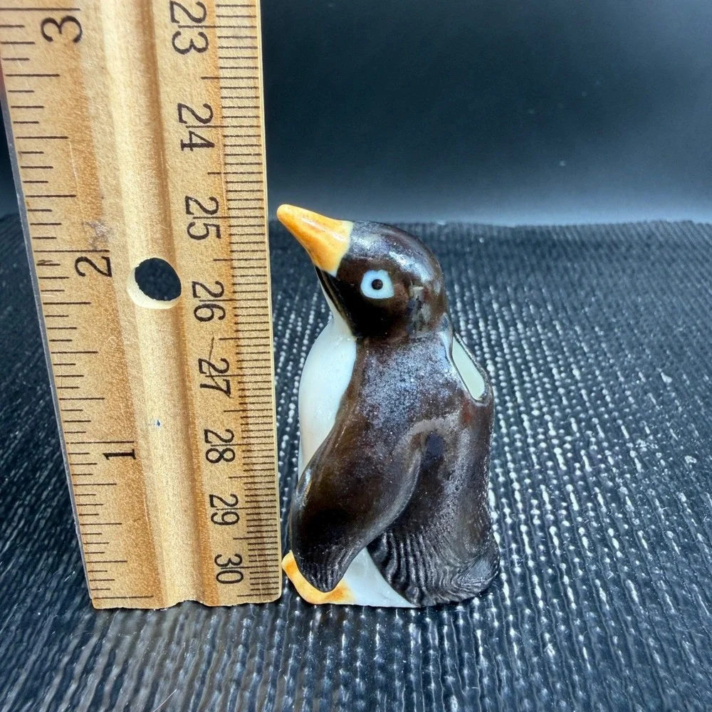 Vintage Ceramic Penguin Toothpick Holder with Colorful Cocktail Picks 2 Inch